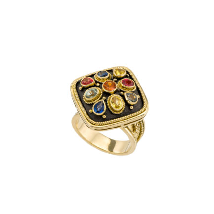 Multicolor Sapphire Gold Ring R152222-k