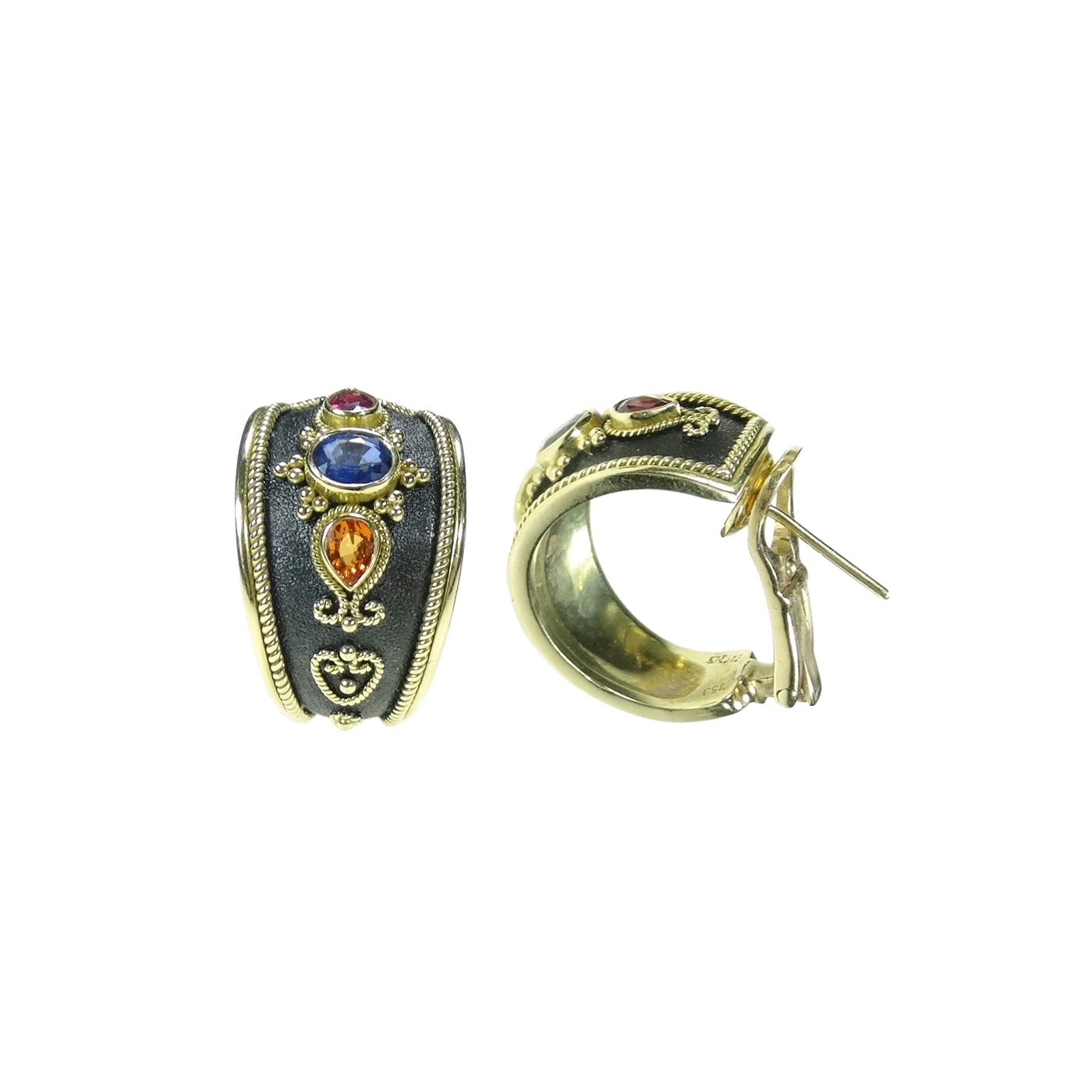 Multicolour Sapphire Hoop Earrings