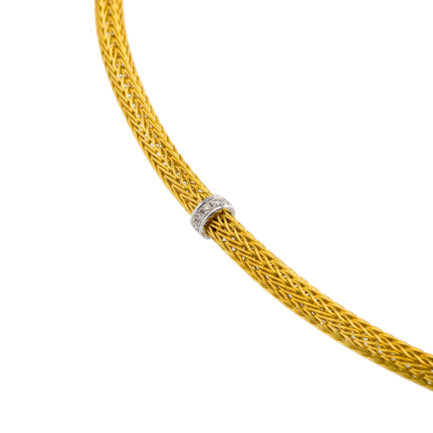 Byzantine Chain Necklace Two Tones k18 Gold Diamonds
