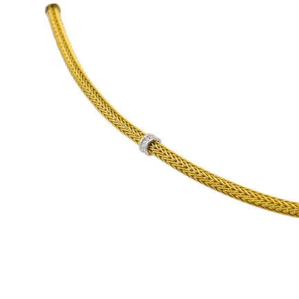 Byzantine Thin Chain 0.3mm Necklace Two Tones k18 Yellow Gold