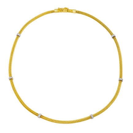 Byzantine Thin Chain 0.3mm Necklace Two Tones k18 Yellow Gold