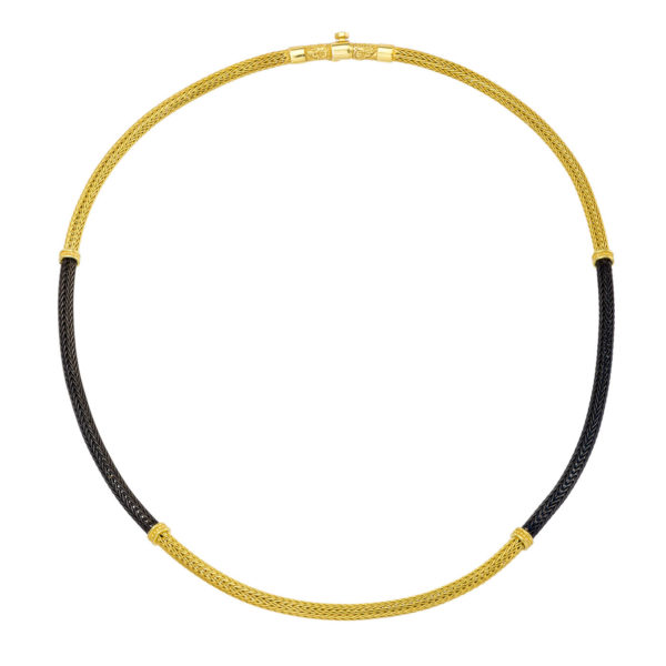 Byzantine Oxidized Thin Chain 0.3mm Necklace k18 Yellow Gold