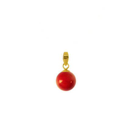 8mm Coral Pendant Necklace in 18k Yellow Gold