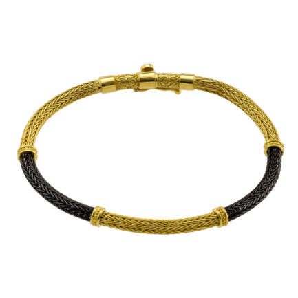 Oxidized Chain 0.35mm Bracelet in k18 Gold B152652-k a