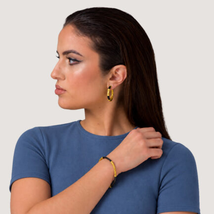Oxidized Chain 0.35mm Bracelet in k18 Gold