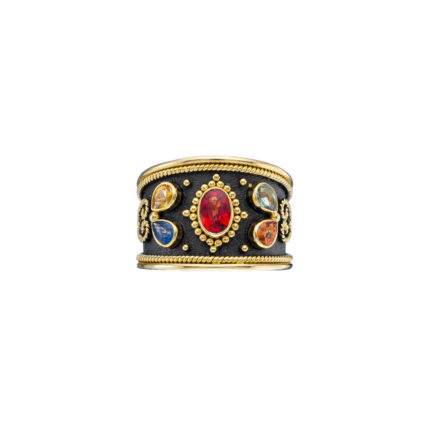 Cocktail Sapphires 18k Yellow Gold Band Ring