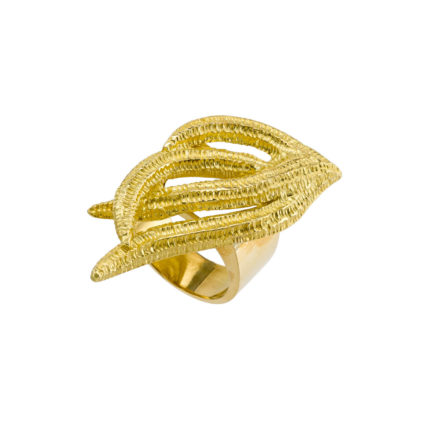 Handmade Feather Ring in18k Yellow Solid Gold