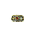 Multicolor Sapphire Band Ring 18k Yellow Gold R152599-k