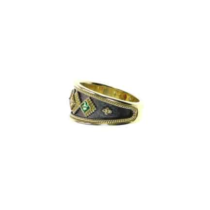 Multicolor Sapphire Band Ring 18k Yellow Gold