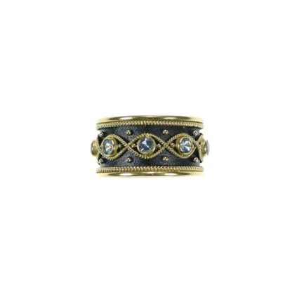 Aquamarine Band Ring. in 18k Yellow Gold Greek Jewelry