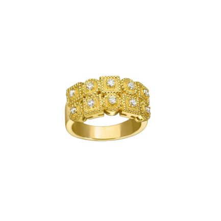 Double row Diamond Band Ring in 18k Yellow Gold