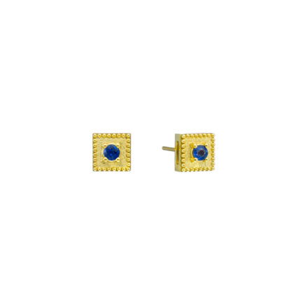 Sapphire Solitaire Square Stud Earrings E152814-k
