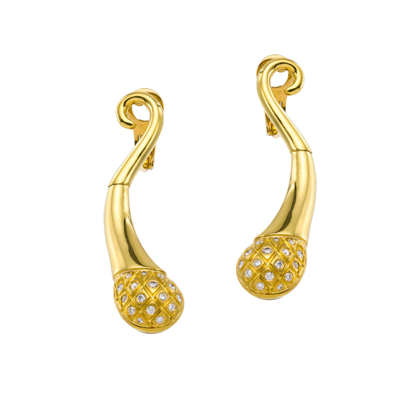 Sculptural Diamond Drop Earrings