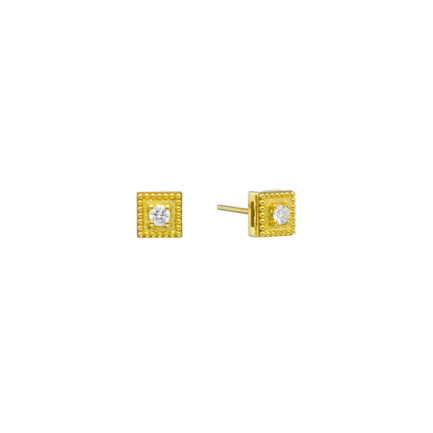 Square Diamond Stud Earrings in 18k