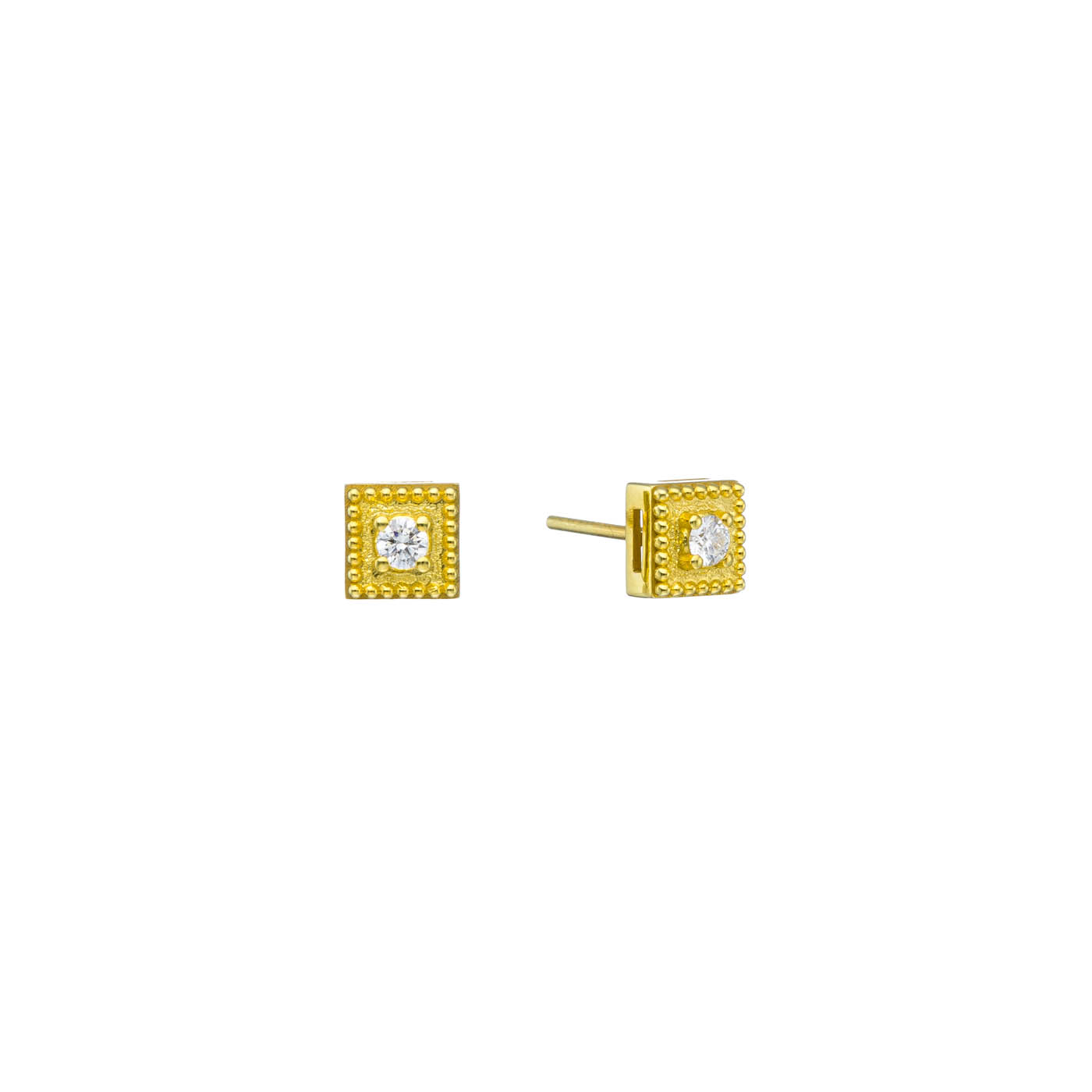 Square Diamond Stud Earrings in 18k