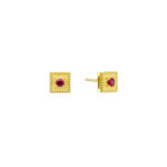 Square Ruby Stud Earrings in 18k