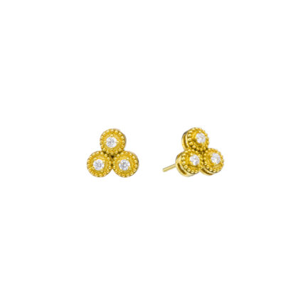 Three Diamond Cluster Stud Earrings in 18k