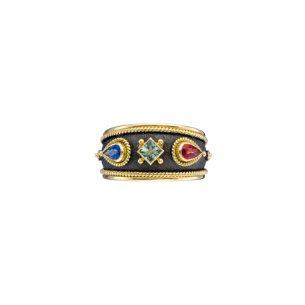 Triple Cocktail Stone Byzantine Band Ring R152217-k a