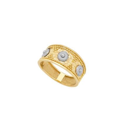 Two Tone 14k Gold Byzantine Band Ring R153168-A