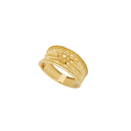 Band Byzantine Gold Flower Ring in 14k Yellow Gold