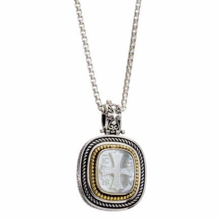 Signet Mother of Pearl Pendant 18k Yellow Gold and Sterling silver