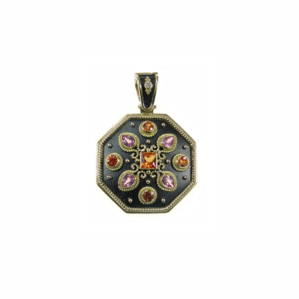 Octagon Pendant with Multi Colored Stones N152620-k a