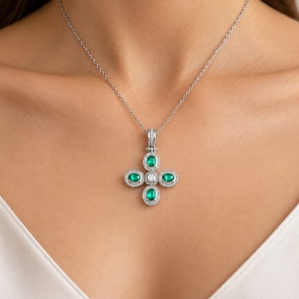 18K White Gold Cross Pendant