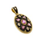Byzantine Oval Pendant with Pink Sapphires