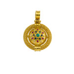 Byzantine Round Pendant with Multicolor Sapphires