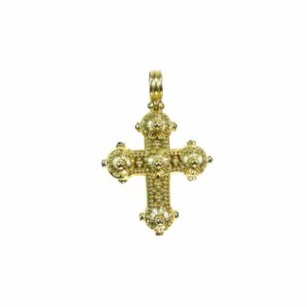 22k Gold Byzantine Handmade Pendant Cross