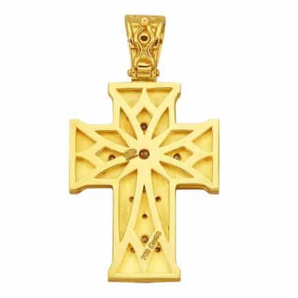 Byzantine Diamonds Cross Pendant 18k Yellow Gold and Black Rhodium
