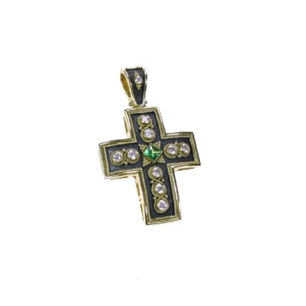 Diamond Byzantine Cross Pendant in 18K Gold