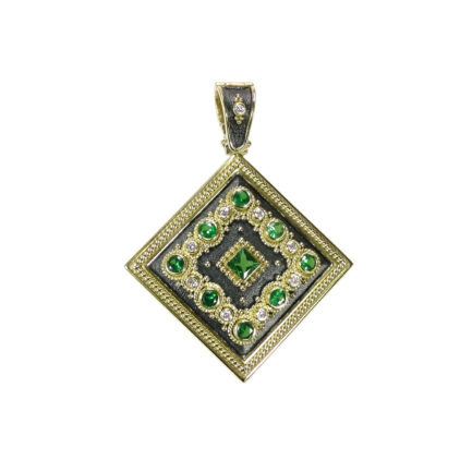 Diamonds and Tsavorite Byzantine Pendant N152592-k a