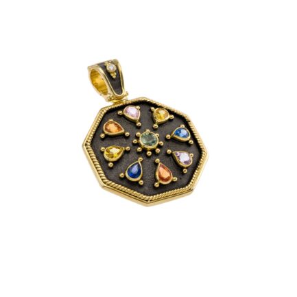 Octagon Pendant with Multi Colored Stones N153155-k