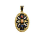 Oval Byzantine Pendant with Multi Sapphires N153159-k a