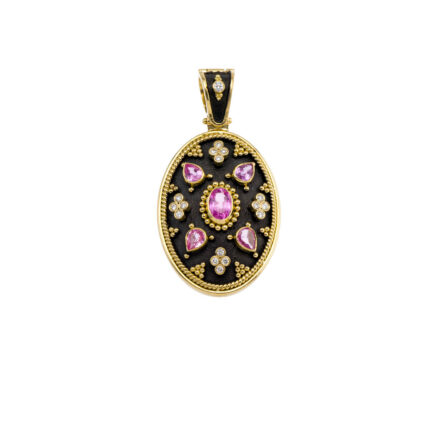 Oval Byzantine Pendant with sapphires N153158-k a