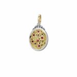 Oval Byzantine Flower Pendant for Women’s Yellow Gold k18 and Silver 925