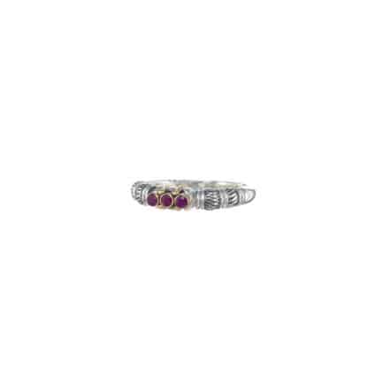 Triple Stone Gemstones Ring k18 Yellow Gold and Sterling Silver