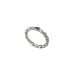 Single Oval Stone Ring k18 Gold and silver 20381-blue-topaz