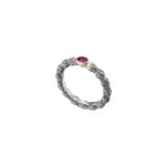 Single Oval Stone Ring k18 Gold and silver 20381 ruby