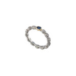Single Oval Stone Ring k18 Gold and silver 20381 shaphire