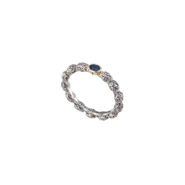 Single Oval Stone Ring k18 Gold and silver 20381 shaphire