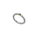 Single Oval Stone Ring k18 Gold and silver 20381 tsavorite