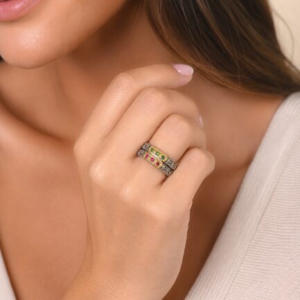 Triple Stones Band Ring