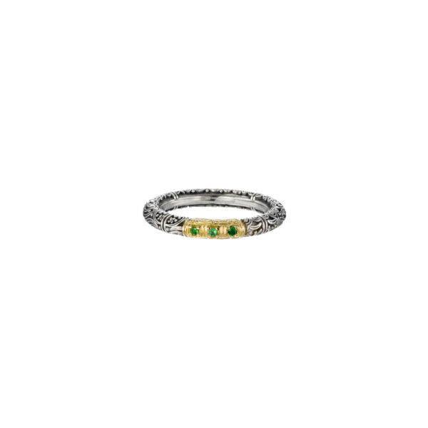 Triple Stones Band Ring in k18 Gold and Silver