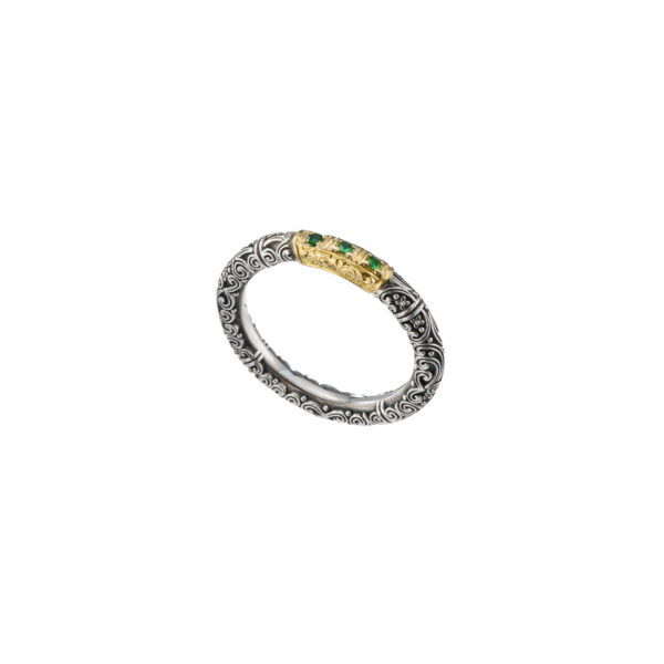 Triple Stones Band Ring in k18 Gold and Silver