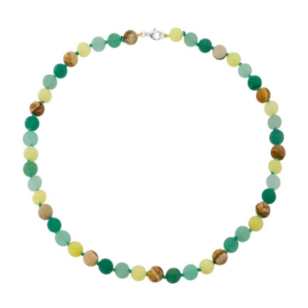 Multi Stone Mat Beaded Necklace 8mm