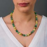 10mm Multi Stone Mat Beaded Necklace in Sterling Silver 925