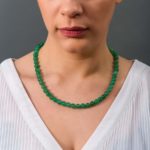 Aventurine 10mm Beaded Necklace in Sterling Silver 925