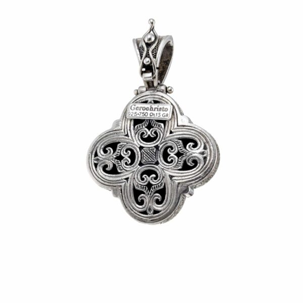 Men’s Filigree Cross Pendant Byzantine 18k Yellow Gold and Sterling Silver 925 - Image 4
